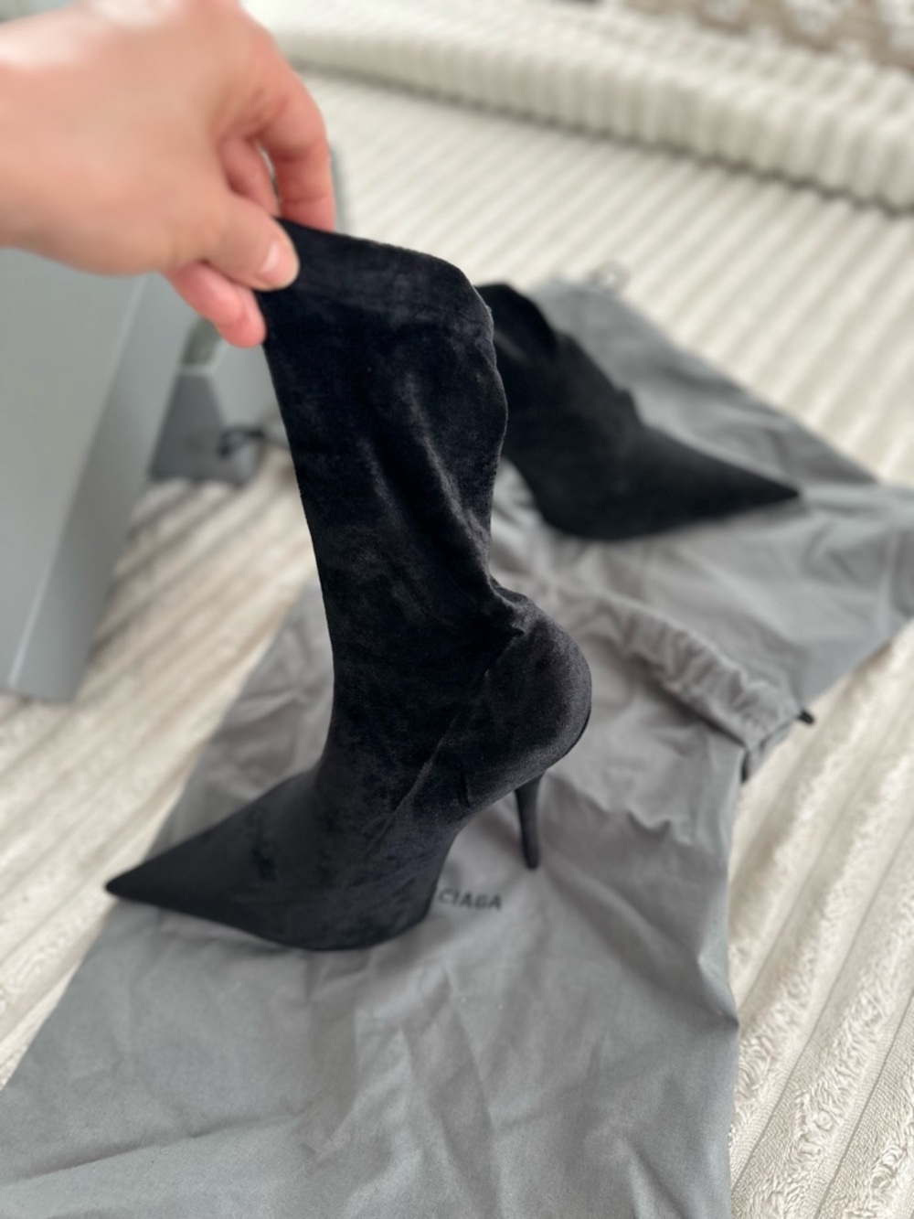 Balenciaga Black Pointed Stiletto Sock Boots